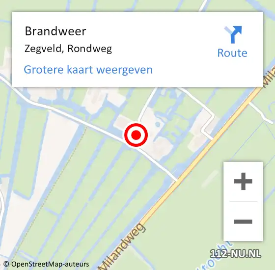 Locatie op kaart van de 112 melding: Brandweer Zegveld, Rondweg op 17 oktober 2016 19:36