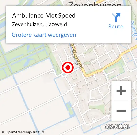 Locatie op kaart van de 112 melding: Ambulance Met Spoed Naar Zevenhuizen, Hazeveld op 17 oktober 2016 20:14