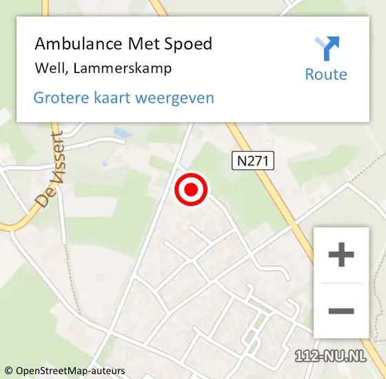 Locatie op kaart van de 112 melding: Ambulance Met Spoed Naar Well, Lammerskamp op 17 oktober 2016 20:26
