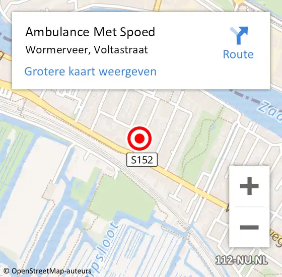 Locatie op kaart van de 112 melding: Ambulance Met Spoed Naar Wormerveer, Voltastraat op 17 oktober 2016 20:41