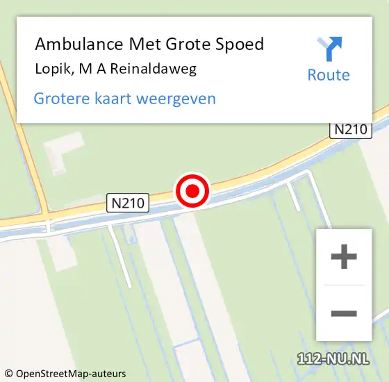 Locatie op kaart van de 112 melding: Ambulance Met Grote Spoed Naar Lopik, M A Reinaldaweg op 17 oktober 2016 21:23