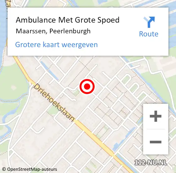 Locatie op kaart van de 112 melding: Ambulance Met Grote Spoed Naar Maarssen, Peerlenburgh op 17 oktober 2016 22:48