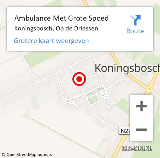 Locatie op kaart van de 112 melding: Ambulance Met Grote Spoed Naar Koningsbosch, Op de Driessen op 18 oktober 2016 00:32