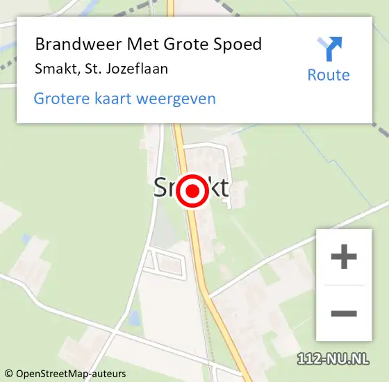 Locatie op kaart van de 112 melding: Brandweer Met Grote Spoed Naar Smakt, St. Jozeflaan op 18 oktober 2016 00:40