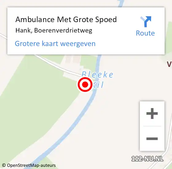 Locatie op kaart van de 112 melding: Ambulance Met Grote Spoed Naar Hank, Boerenverdrietweg op 18 oktober 2016 02:25