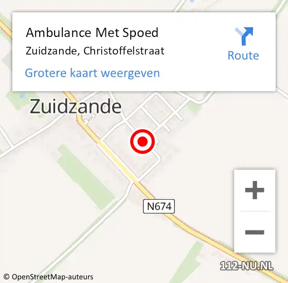 Locatie op kaart van de 112 melding: Ambulance Met Spoed Naar Zuidzande, Christoffelstraat op 18 oktober 2016 03:24