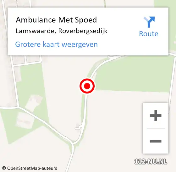 Locatie op kaart van de 112 melding: Ambulance Met Spoed Naar Lamswaarde, Roverbergsedijk op 18 oktober 2016 03:29