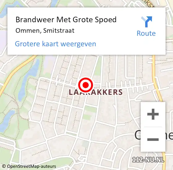 Locatie op kaart van de 112 melding: Brandweer Met Grote Spoed Naar Ommen, Smitstraat op 18 oktober 2016 03:35