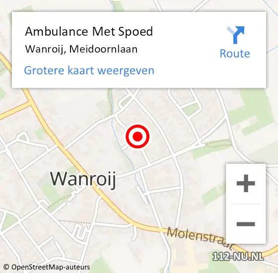 Locatie op kaart van de 112 melding: Ambulance Met Spoed Naar Wanroij, Meidoornlaan op 18 oktober 2016 05:26