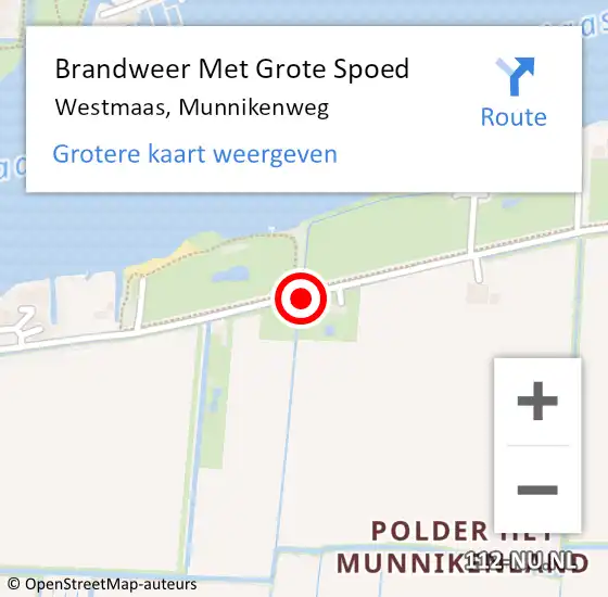 Locatie op kaart van de 112 melding: Brandweer Met Grote Spoed Naar Westmaas, Munnikenweg op 18 oktober 2016 06:18