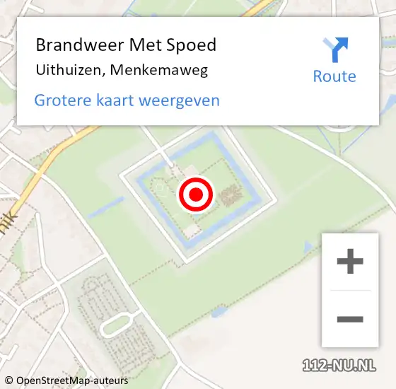 Locatie op kaart van de 112 melding: Brandweer Met Spoed Naar Uithuizen, Menkemaweg op 18 oktober 2016 09:02