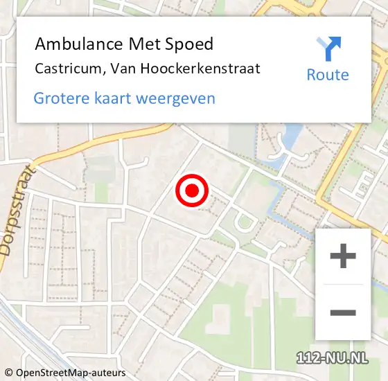 Locatie op kaart van de 112 melding: Ambulance Met Spoed Naar Castricum, Van Hoockerkenstraat op 18 oktober 2016 10:07