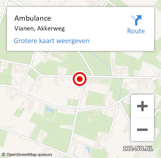 Locatie op kaart van de 112 melding: Ambulance Vianen, Akkerweg op 18 oktober 2016 10:10