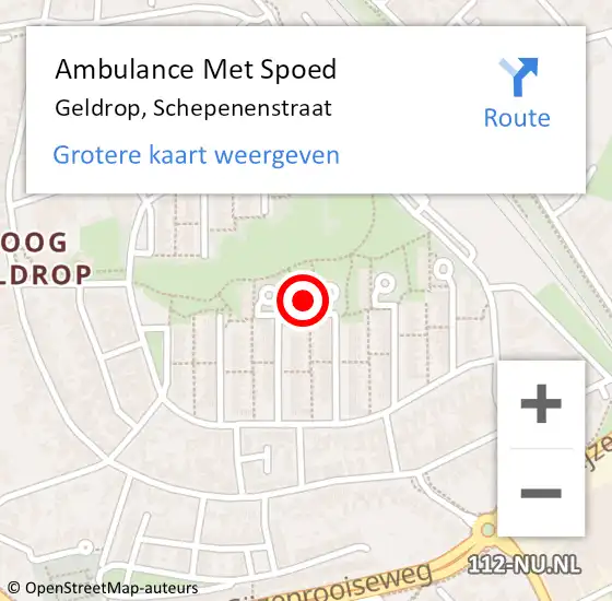 Locatie op kaart van de 112 melding: Ambulance Met Spoed Naar Geldrop, Schepenenstraat op 18 oktober 2016 10:12