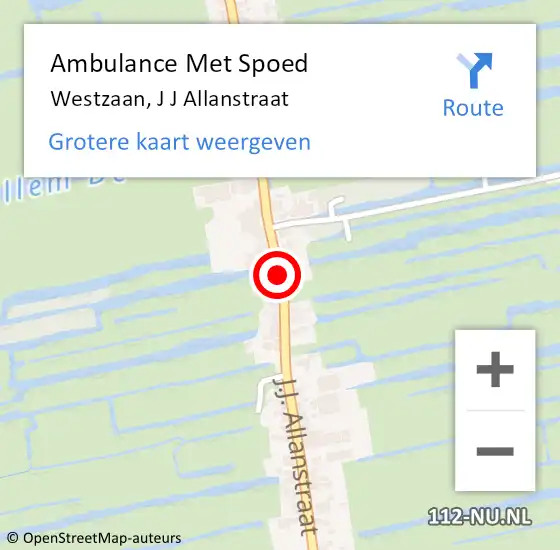 Locatie op kaart van de 112 melding: Ambulance Met Spoed Naar Westzaan, J J Allanstraat op 18 oktober 2016 10:38