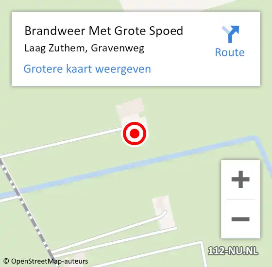 Locatie op kaart van de 112 melding: Brandweer Met Grote Spoed Naar Laag Zuthem, Gravenweg op 18 oktober 2016 10:48