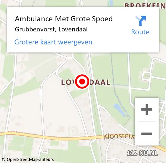 Locatie op kaart van de 112 melding: Ambulance Met Grote Spoed Naar Grubbenvorst, Lovendaal op 30 december 2013 21:42