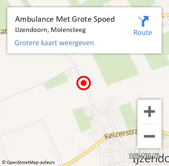 Locatie op kaart van de 112 melding: Ambulance Met Grote Spoed Naar IJzendoorn, Molensteeg op 18 oktober 2016 11:34