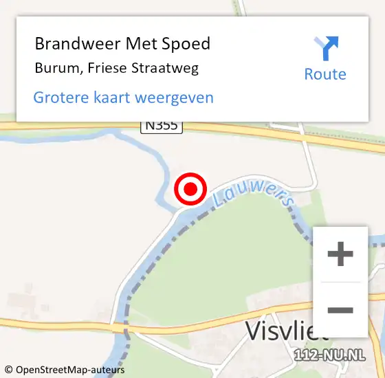 Locatie op kaart van de 112 melding: Brandweer Met Spoed Naar Burum, Friese Straatweg op 18 oktober 2016 11:41