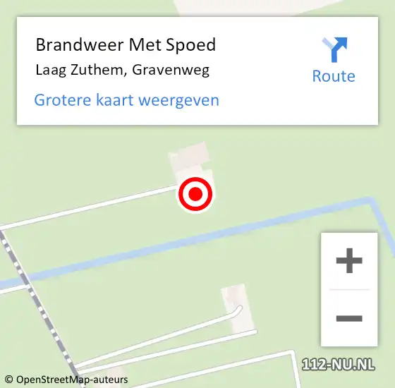 Locatie op kaart van de 112 melding: Brandweer Met Spoed Naar Laag Zuthem, Gravenweg op 18 oktober 2016 11:46