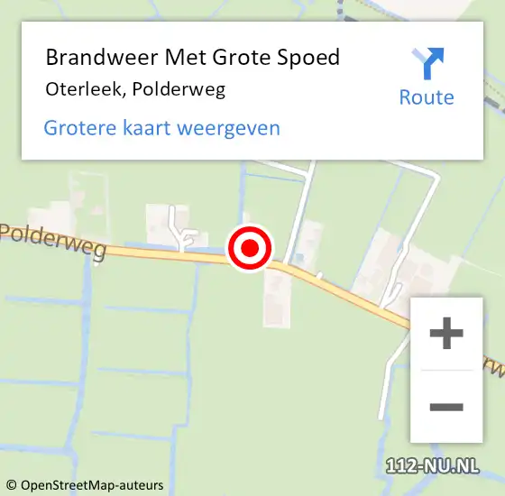 Locatie op kaart van de 112 melding: Brandweer Met Grote Spoed Naar Oterleek, Polderweg op 18 oktober 2016 11:53