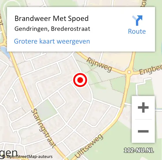 Locatie op kaart van de 112 melding: Brandweer Met Spoed Naar Gendringen, Brederostraat op 18 oktober 2016 12:14