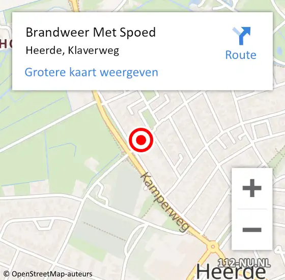 Locatie op kaart van de 112 melding: Brandweer Met Spoed Naar Heerde, Klaverweg op 30 december 2013 21:51