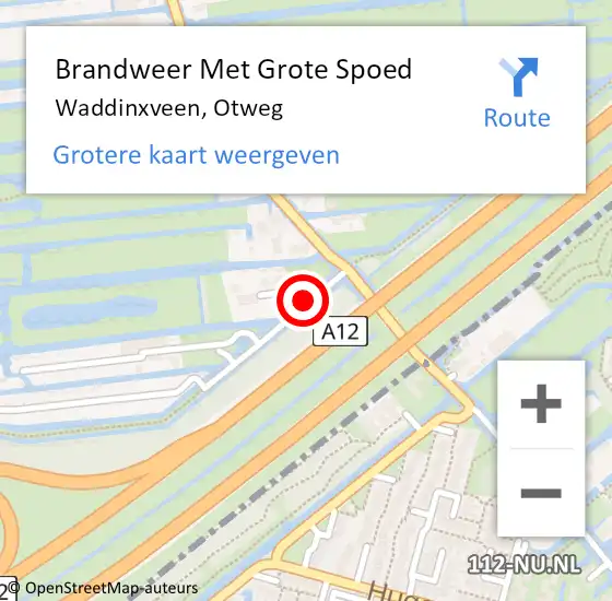 Locatie op kaart van de 112 melding: Brandweer Met Grote Spoed Naar Waddinxveen, Otweg op 18 oktober 2016 12:55