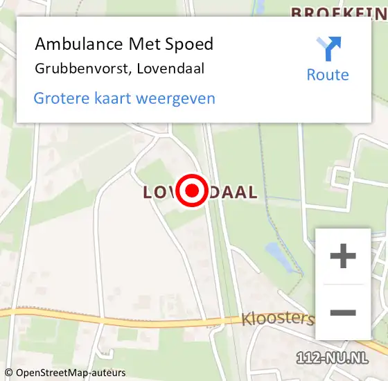 Locatie op kaart van de 112 melding: Ambulance Met Spoed Naar Grubbenvorst, Lovendaal op 30 december 2013 21:59