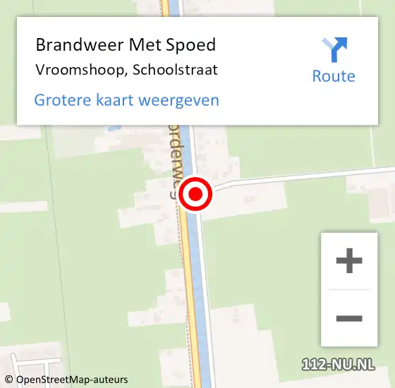 Locatie op kaart van de 112 melding: Brandweer Met Spoed Naar Vroomshoop, Schoolstraat op 18 oktober 2016 13:24