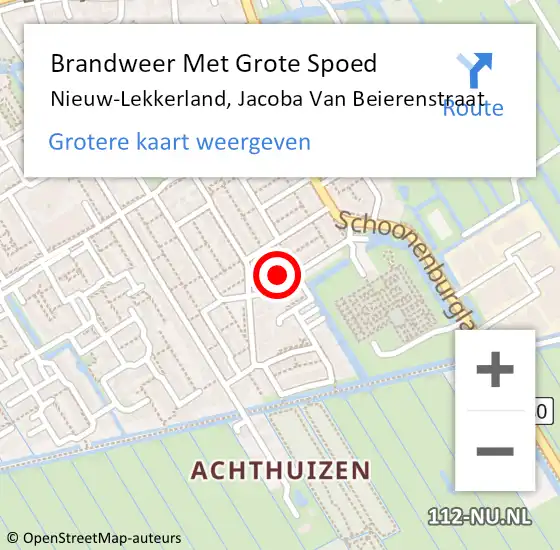 Locatie op kaart van de 112 melding: Brandweer Met Grote Spoed Naar Nieuw-Lekkerland, Jacoba Van Beierenstraat op 18 oktober 2016 13:27