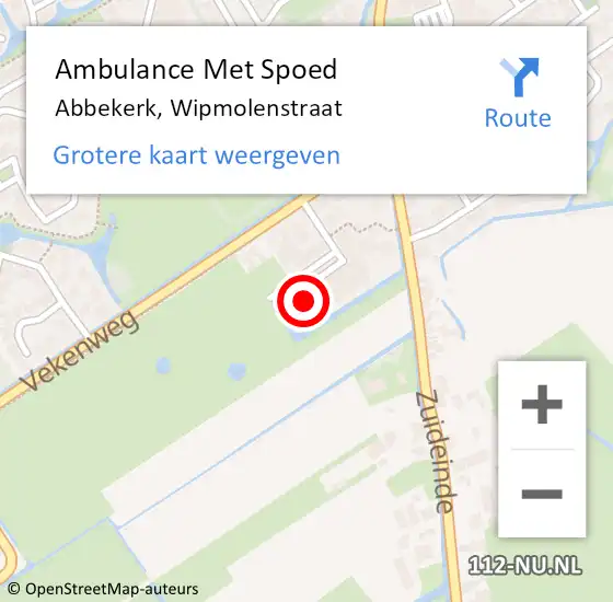 Locatie op kaart van de 112 melding: Ambulance Met Spoed Naar Abbekerk, Wipmolenstraat op 18 oktober 2016 13:47