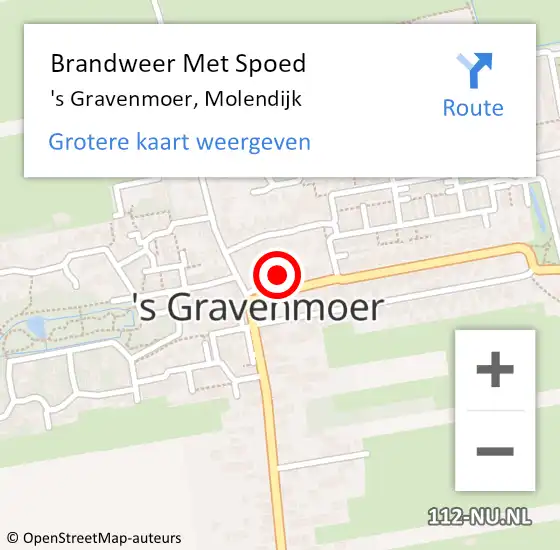 Locatie op kaart van de 112 melding: Brandweer Met Spoed Naar 's Gravenmoer, Molendijk op 18 oktober 2016 13:59