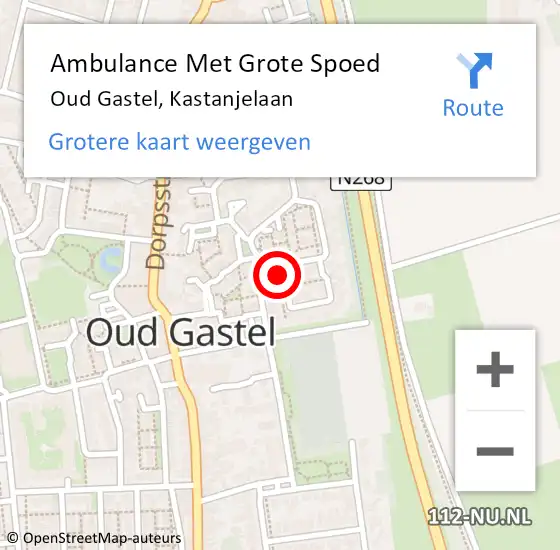 Locatie op kaart van de 112 melding: Ambulance Met Grote Spoed Naar Oud Gastel, Kastanjelaan op 18 oktober 2016 15:27