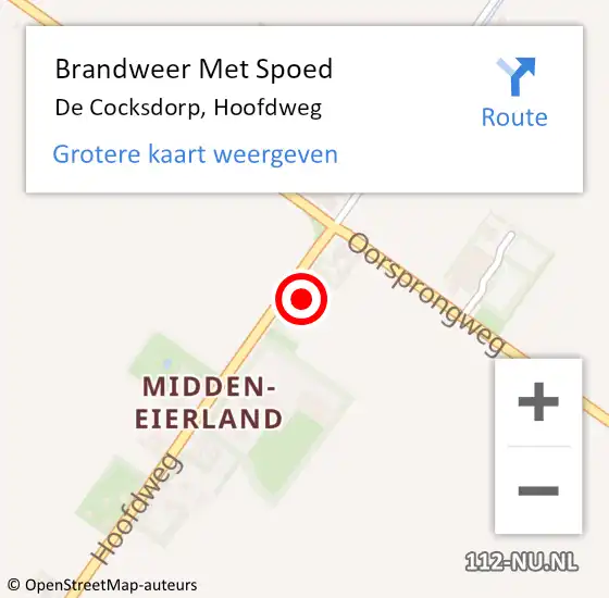 Locatie op kaart van de 112 melding: Brandweer Met Spoed Naar De Cocksdorp, Hoofdweg op 18 oktober 2016 15:30