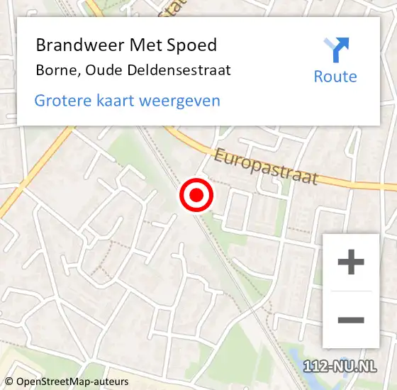 Locatie op kaart van de 112 melding: Brandweer Met Spoed Naar Borne, Oude Deldensestraat op 18 oktober 2016 16:03