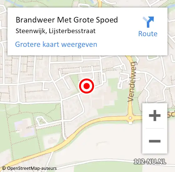 Locatie op kaart van de 112 melding: Brandweer Met Grote Spoed Naar Steenwijk, Lijsterbesstraat op 18 oktober 2016 16:03