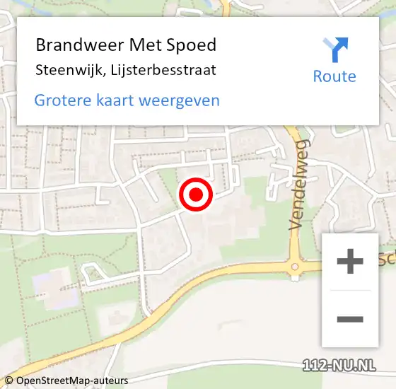 Locatie op kaart van de 112 melding: Brandweer Met Spoed Naar Steenwijk, Lijsterbesstraat op 18 oktober 2016 16:17