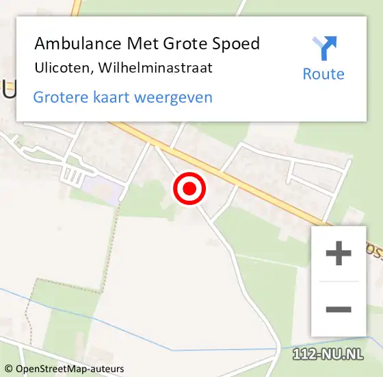 Locatie op kaart van de 112 melding: Ambulance Met Grote Spoed Naar Ulicoten, Wilhelminastraat op 18 oktober 2016 17:36