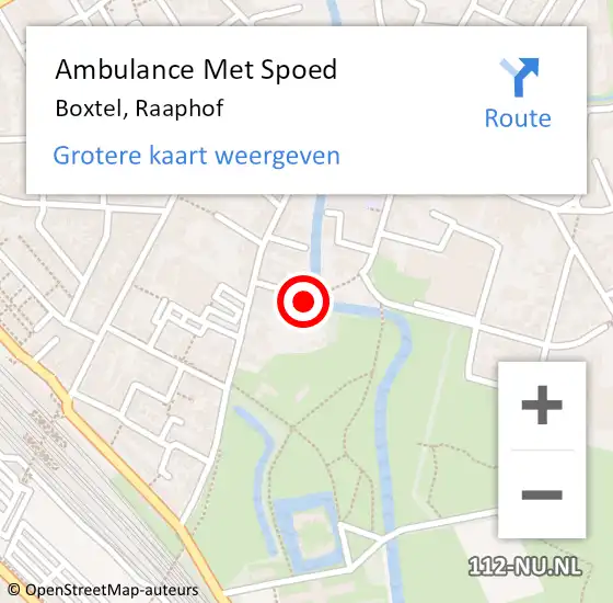 Locatie op kaart van de 112 melding: Ambulance Met Spoed Naar Boxtel, Raaphof op 18 oktober 2016 18:08