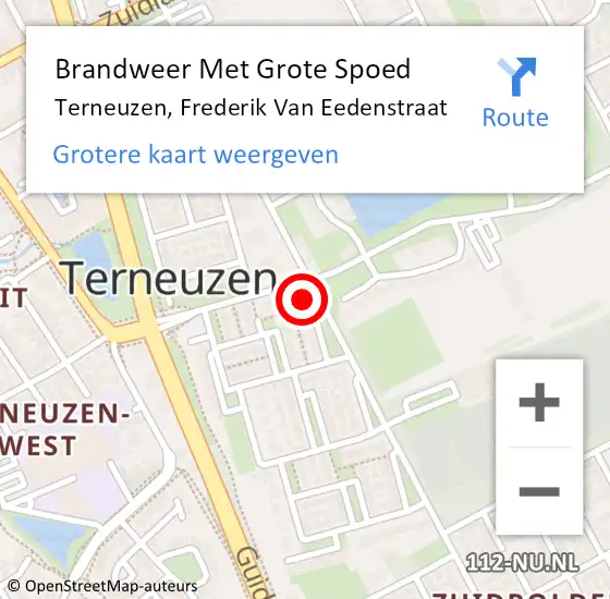 Locatie op kaart van de 112 melding: Brandweer Met Grote Spoed Naar Terneuzen, Frederik Van Eedenstraat op 18 oktober 2016 18:17