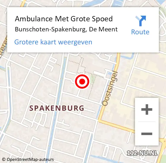 Locatie op kaart van de 112 melding: Ambulance Met Grote Spoed Naar Bunschoten-Spakenburg, De Meent op 18 oktober 2016 19:18