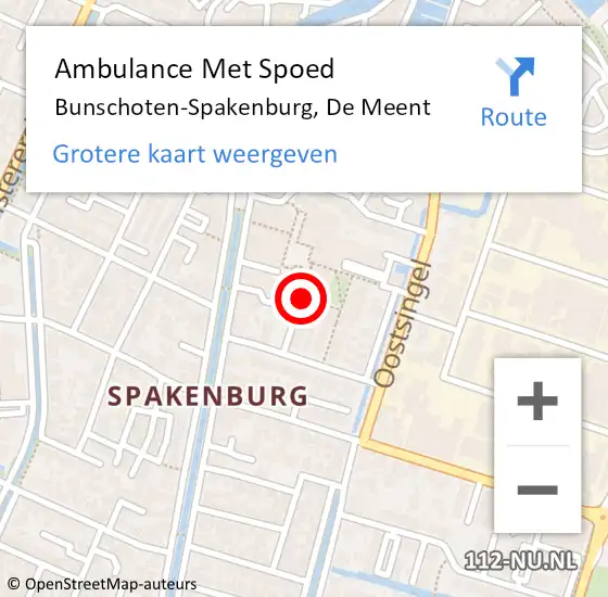 Locatie op kaart van de 112 melding: Ambulance Met Spoed Naar Bunschoten-Spakenburg, De Meent op 18 oktober 2016 19:37