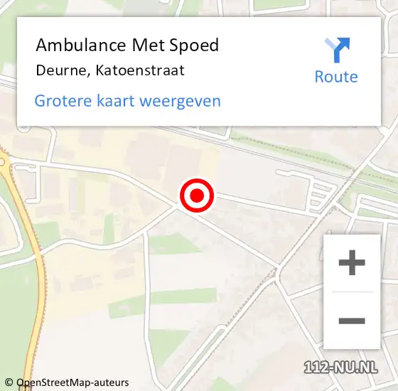 Locatie op kaart van de 112 melding: Ambulance Met Spoed Naar Deurne, Katoenstraat op 18 oktober 2016 19:56