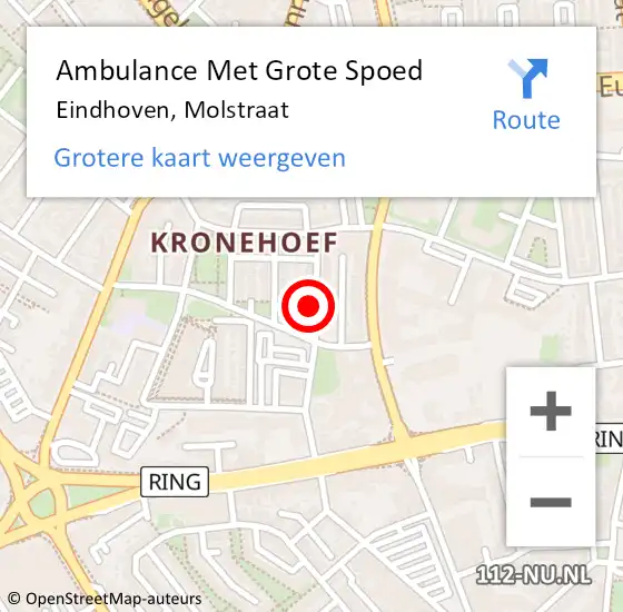 Locatie op kaart van de 112 melding: Ambulance Met Grote Spoed Naar Eindhoven, Molstraat op 18 oktober 2016 20:18