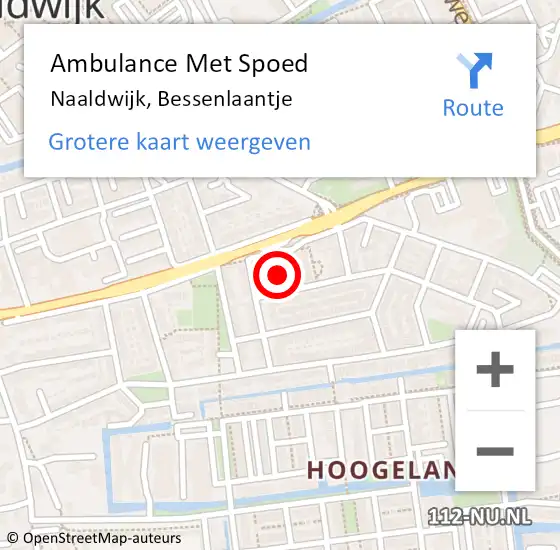 Locatie op kaart van de 112 melding: Ambulance Met Spoed Naar Naaldwijk, Bessenlaantje op 18 oktober 2016 20:31