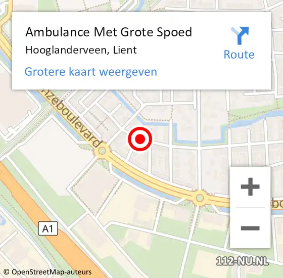 Locatie op kaart van de 112 melding: Ambulance Met Grote Spoed Naar Hooglanderveen, Lient op 18 oktober 2016 20:53