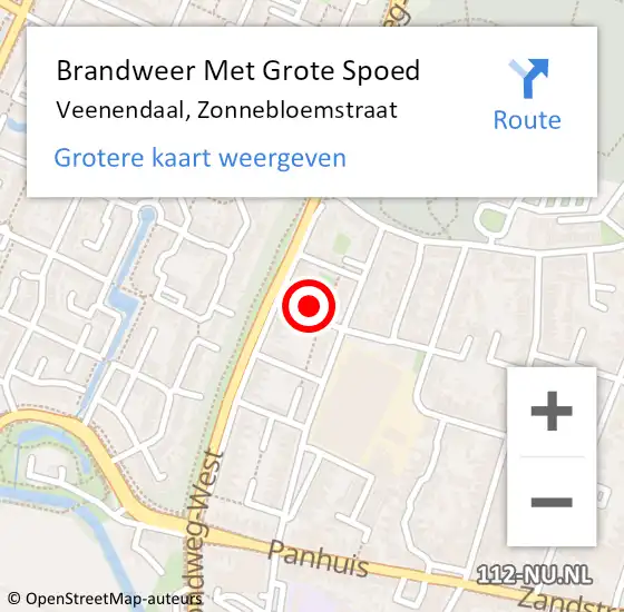 Locatie op kaart van de 112 melding: Brandweer Met Grote Spoed Naar Veenendaal, Zonnebloemstraat op 18 oktober 2016 21:27