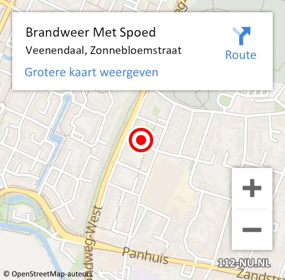 Locatie op kaart van de 112 melding: Brandweer Met Spoed Naar Veenendaal, Zonnebloemstraat op 18 oktober 2016 21:39