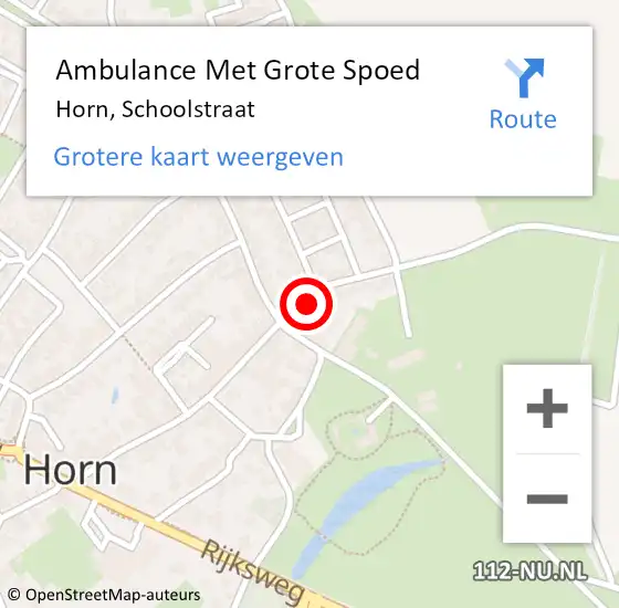 Locatie op kaart van de 112 melding: Ambulance Met Grote Spoed Naar Horn, Schoolstraat op 18 oktober 2016 21:42